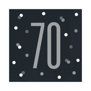 Black Glitz 70th Birthday Lunch Napkins