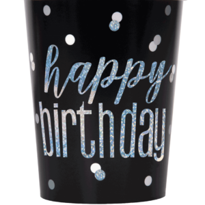 Black Glitz Happy Birthday Paper Cups