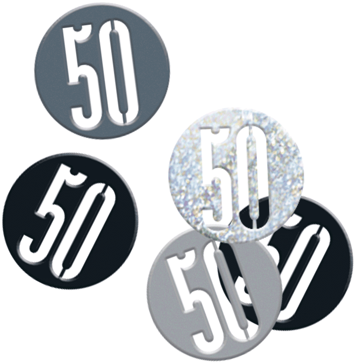 83828-50-confetti Black Glitz 50th Birthday Foil Confetti