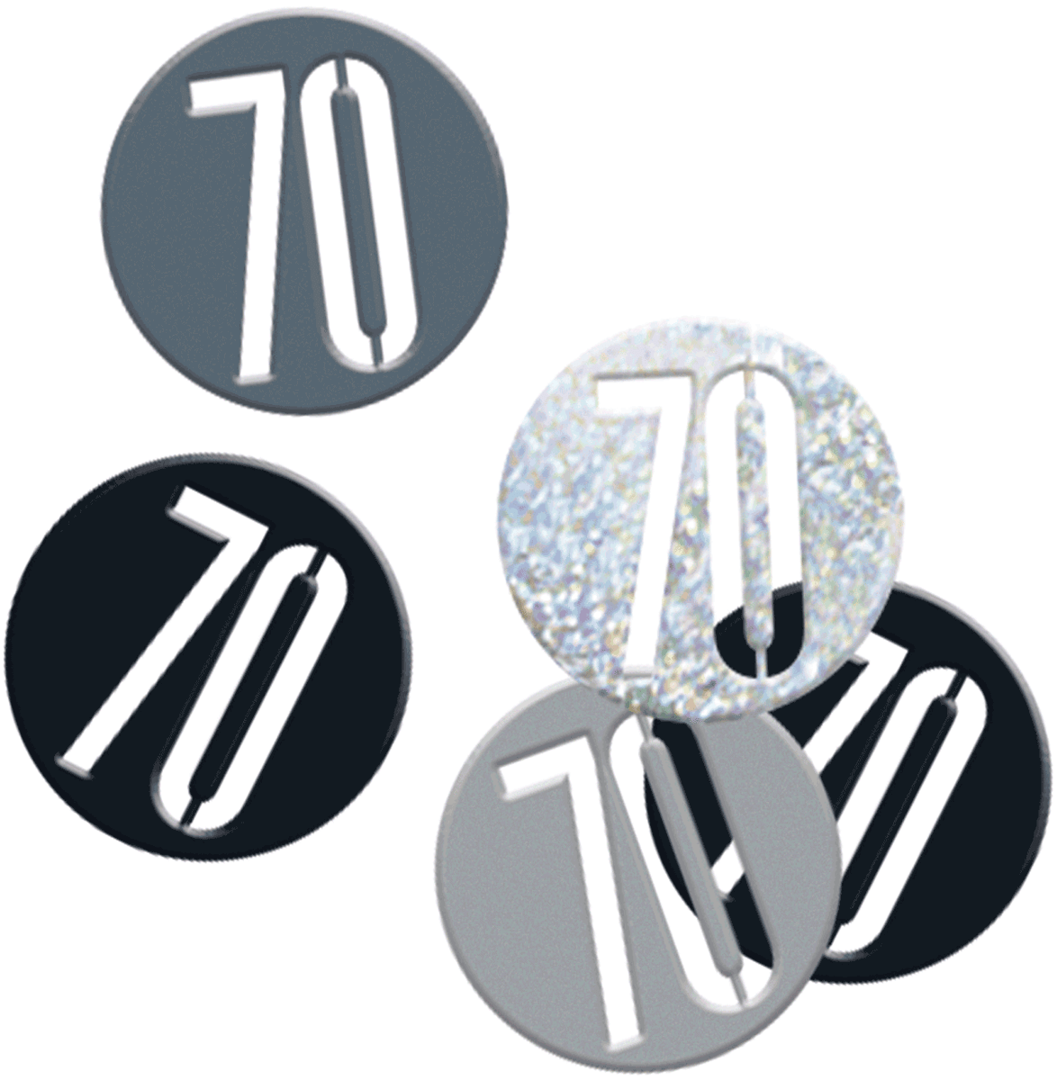83830-70-confetti Black Glitz 70th Birthday Foil Confetti