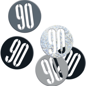 Black Glitz 90th Birthday Foil Confetti