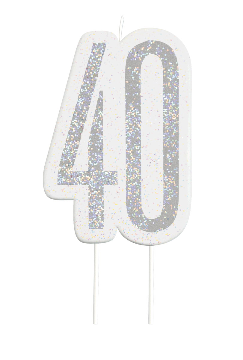 83868-40-black Black Glitz 40th Birthday Candle