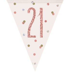 Rose Gold Glitz 21st Birthday Foil Flag Banner