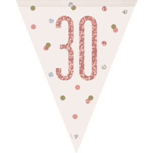 Rose Gold Glitz 30th Birthday Foil Flag Banner