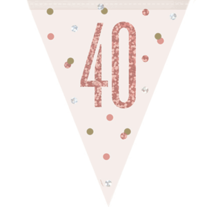 Rose Gold Glitz 40th Birthday Foil Flag Banner