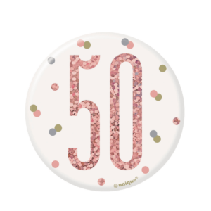 Rose Gold Glitz 50th Birthday Badge