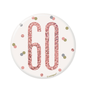 Rose Gold Glitz 60th Birthday Badge