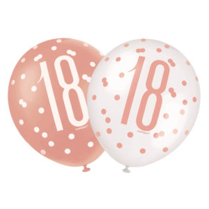 Rose Gold Glitz 18th Birthday Latex Balloon