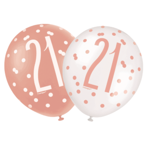 Rose Gold Glitz 21st Birthday Latex Balloon