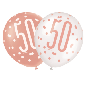 Rose Gold Glitz 50th Birthday Latex Balloon