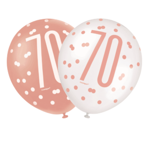 Rose Gold Glitz 70th Birthday Latex Balloon