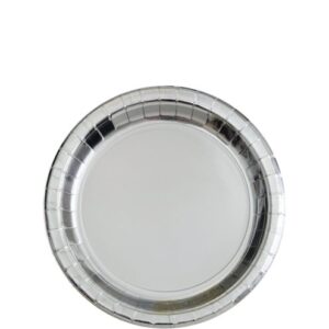 Metallic Silver Paper Dessert Plates - 17cm